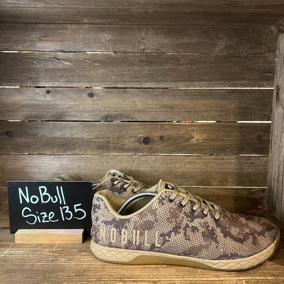 Mens Nobull Camo Low Brown Camo Trainer Gym‎ Sneakers Shoes Size 13.5 D GUC - Picture 1 of 8